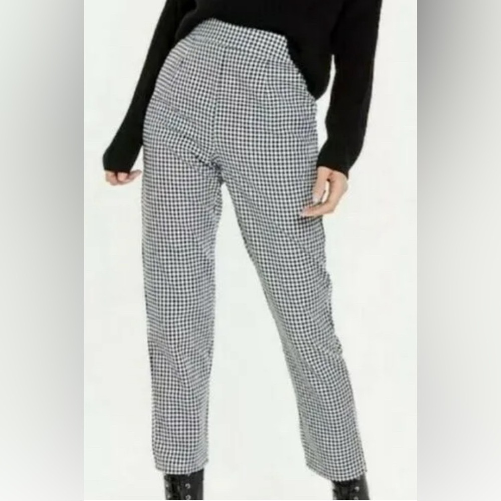 Cartonnier Anthropologie Houndstooth Linen Pleated Gingham Crop Pants size 0